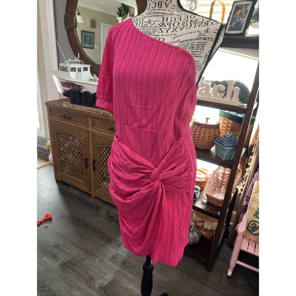 Pink Stretchy Off The Shoulder Large Summer Sexy Dress vacation Wear 163 - Picture 1 of 8